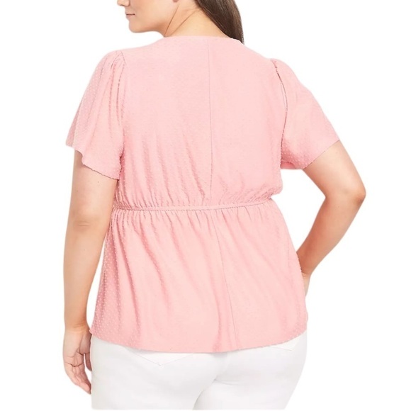 LANE Bryant Peony Swing Flutter-Sleeve Clip Dot Babydoll Top Size 14/16 - Picture 2 of 13